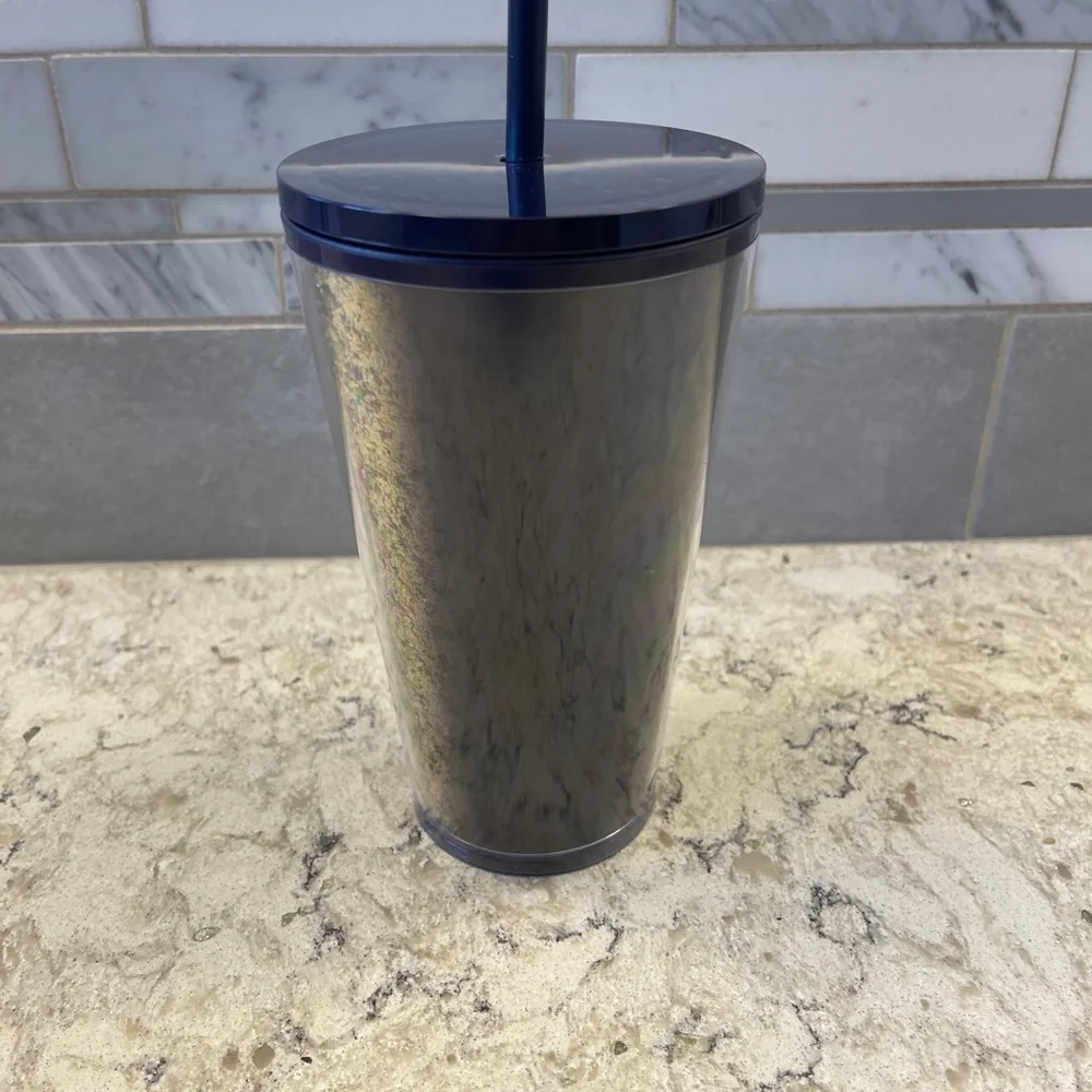 Never Used Starbucks‎ Holiday 2020 gold navy blue glitter tumbler
